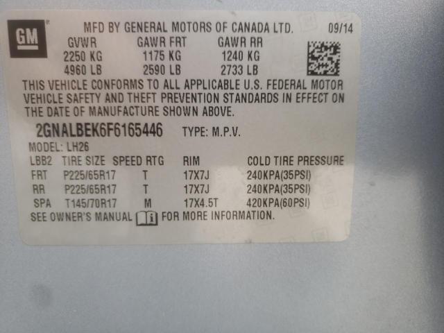 Photo 10 from auction – 2015 CHEVROLET EQUINOX LT with VIN 2GNALBEK6F6165446