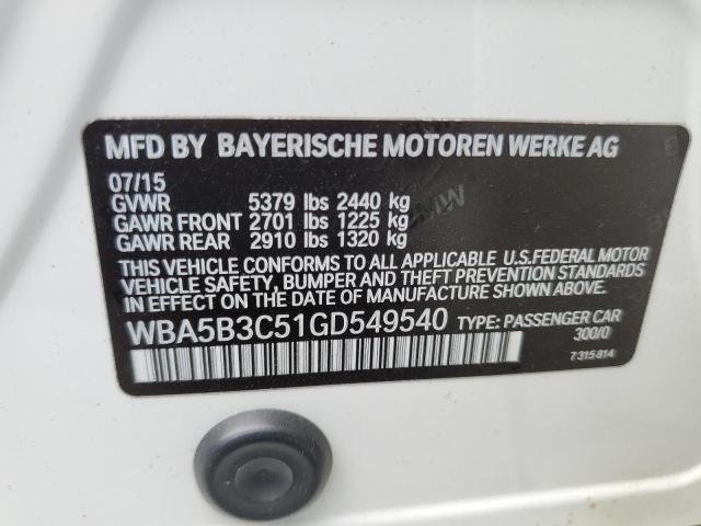 Photo 10 from auction – 2016 BMW 535 XI with VIN WBA5B3C51GD549540