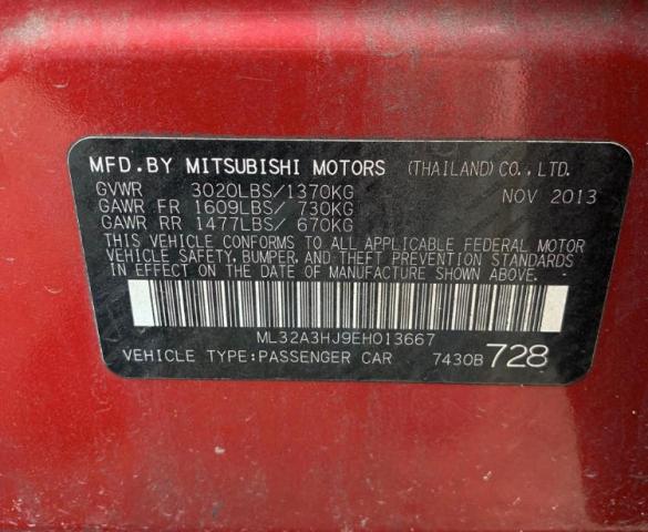 Photo 10 from auction – 2014 MITSUBISHI MIRAGE DE with VIN ML32A3HJ9EH013667