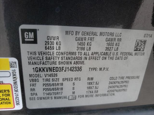 Photo 10 from auction – 2015 GMC ACADIA SLE with VIN 1GKKVNED3FJ142336