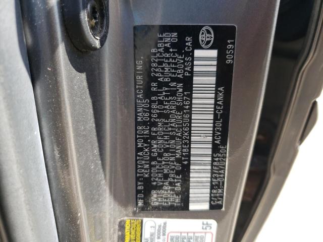 Photo 10 from auction – 2005 TOYOTA CAMARY with VIN 4T1BE32K65U614671