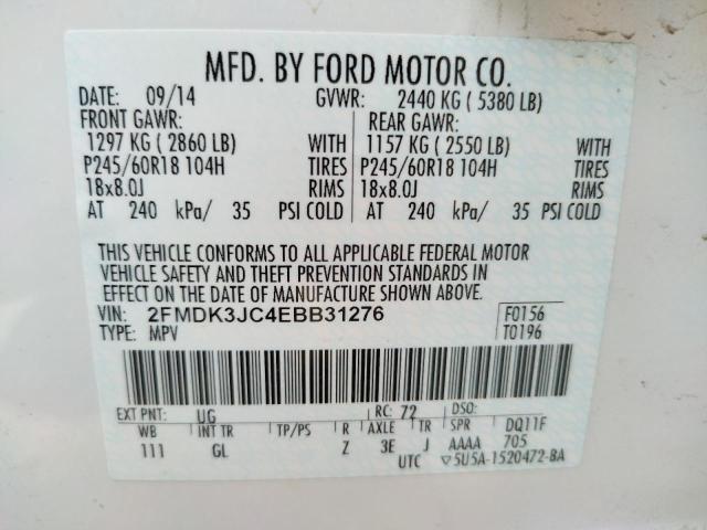 Photo 10 from auction – 2014 FORD EDGE SEL with VIN 2FMDK3JC4EBB31276