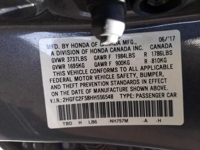 Photo 10 from auction – 2017 HONDA CIVIC LX with VIN 2HGFC2F58HH556548
