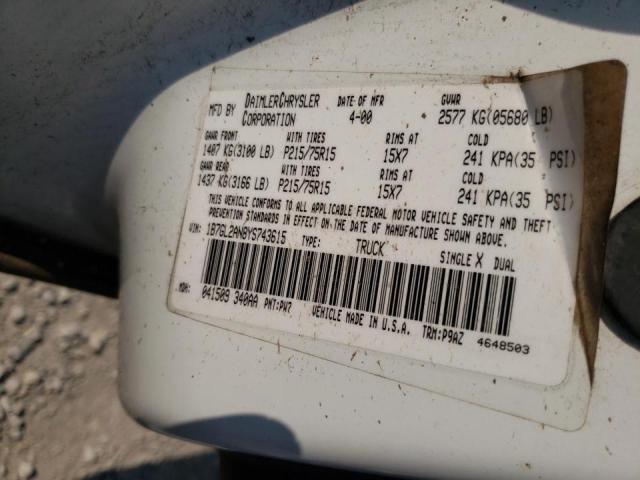 Photo 10 from auction – 2000 DODGE DAKOTA QUA with VIN 1B7GL2AN8YS743615