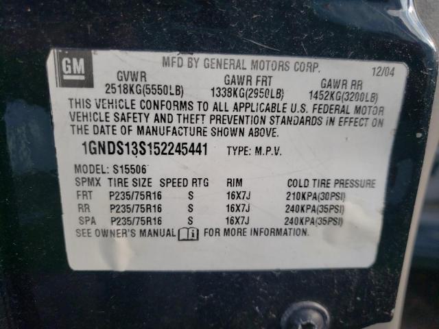 Photo 10 from auction – 2005 CHEVROLET TRAILBLAZE with VIN 1GNDT13S152312505