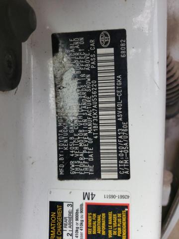 Photo 10 from auction – 2010 TOYOTA CAMRY BASE with VIN 4T1BF3EK7AU556220