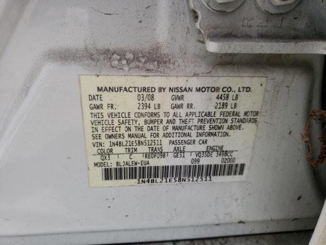 Photo 10 from auction – 2008 NISSAN ALTIMA 3.5 with VIN 1N4BL21E58N512511