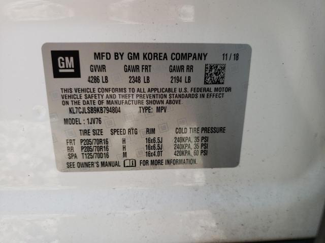 Photo 10 from auction – 2019 CHEVROLET TRAX 1LT with VIN KL7CJLSB9KB794804