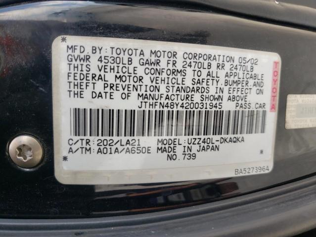Photo 10 from auction – 2002 LEXUS SC 430 with VIN JTHFN48Y420031945