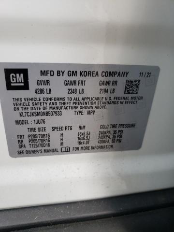 Photo 10 from auction – 2022 CHEVROLET TRAX LS with VIN KL7CJKSM0NB507933