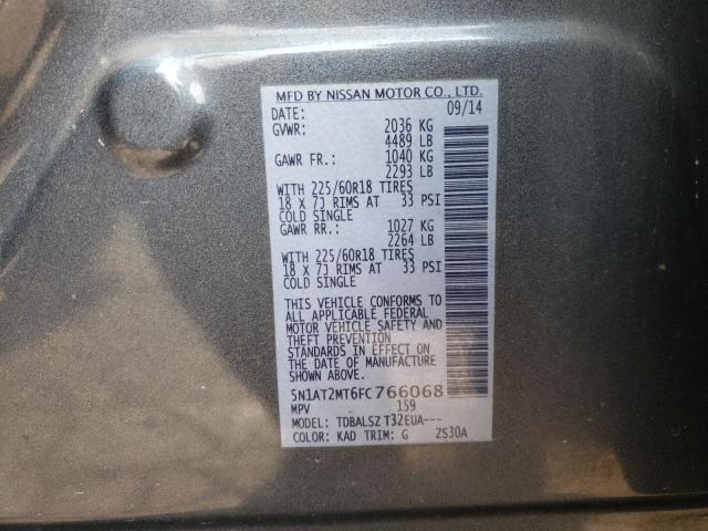 Photo 10 from auction – 2015 NISSAN ROGUE S with VIN 5N1AT2MT6FC766068