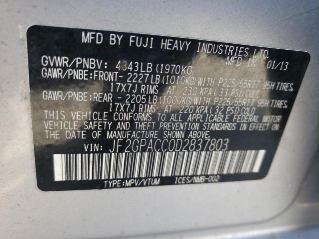 Photo 10 from auction – 2013 SUBARU XV CROSSTR with VIN JF2GPACC0D2837803