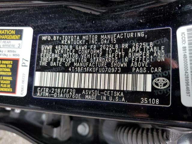 Photo 10 from auction – 2015 TOYOTA CAMRY LE with VIN 4T1BF1FK0FU070973