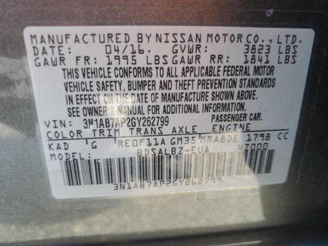 Photo 10 from auction – 2016 NISSAN SENTRA S with VIN 3N1AB7AP2GY262799