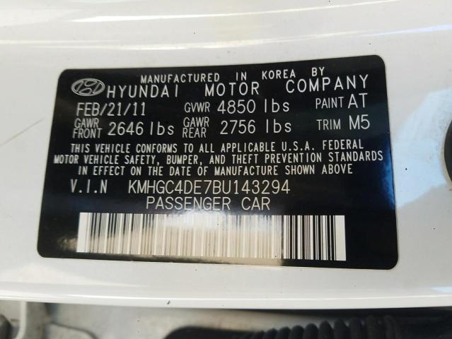 Photo 10 from auction – 2011 HYUNDAI GENESIS 3. with VIN KMHGC4DE7BU143294
