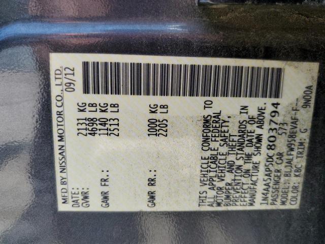 Photo 10 from auction – 2013 NISSAN MAXIMA S with VIN 1N4AA5AP5DC803794