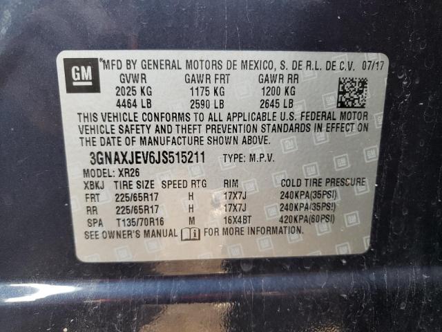 Photo 10 from auction – 2018 CHEVROLET EQUINOX LT with VIN 3GNAXJEV6JS515211