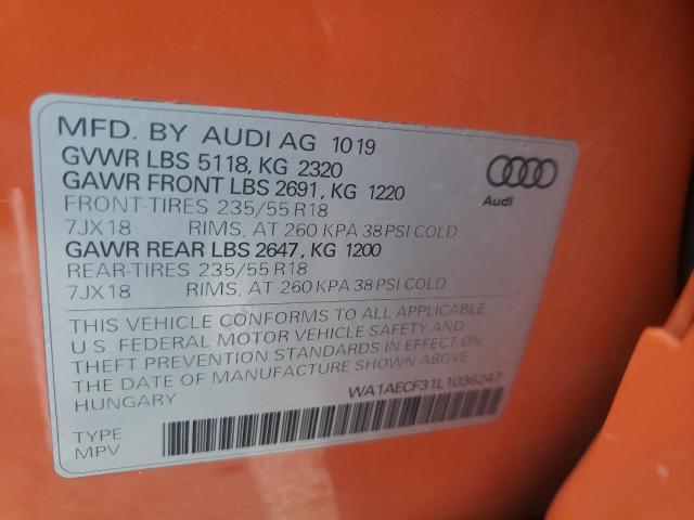 Photo 10 from auction – 2020 AUDI Q3 PREMIUM with VIN WA1AECF31L1036247