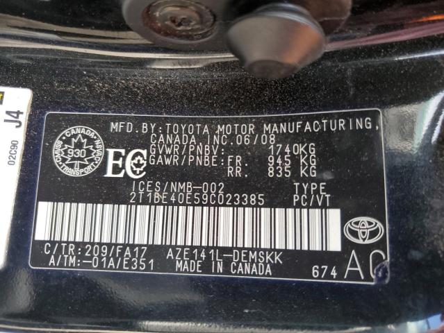 Photo 10 from auction – 2009 TOYOTA COROLLA XR with VIN 2T1BE40E59C023385