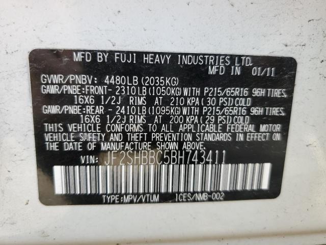 Photo 10 from auction – 2011 SUBARU FORESTER 2 with VIN JF2SHBBC5BH743411