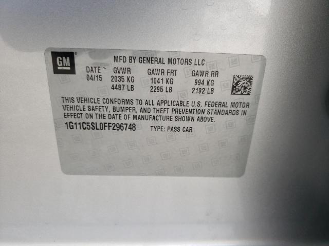 Photo 10 from auction – 2015 CHEVROLET MALIBU 1LT with VIN 1G11C5SL0FF296748