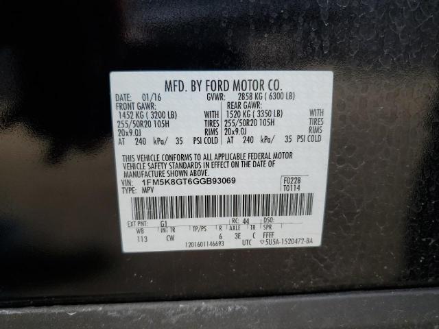 Photo 10 from auction – 2016 FORD EXPLORER S with VIN 1FM5K8GT6GGB93069