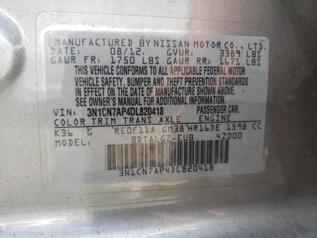 Photo 10 from auction – 2013 NISSAN VERSA S with VIN 3N1CN7AP4DL820418