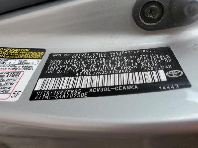 Photo 10 from auction – 2005 TOYOTA CAMRY LE with VIN 4T1BE32K25U428867