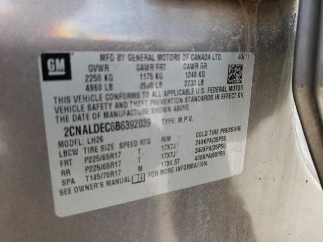 Photo 10 from auction – 2011 CHEVROLET EQUINOX LT with VIN 2CNALDEC6B6392039