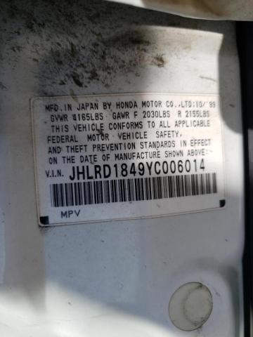 Photo 10 from auction – 2000 HONDA CR-V LX with VIN JHLRD1849YC006014