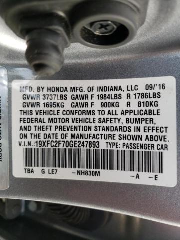 Photo 10 from auction – 2016 HONDA CIVIC EX with VIN 19XFC2F70GE247893