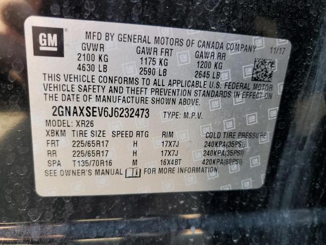 Photo 10 from auction – 2018 CHEVROLET EQUINOX LT with VIN 2GNAXSEV6J6232473
