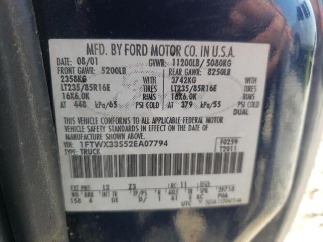 Photo 10 from auction – 2002 FORD F350 SUPER with VIN 1FTWX33S52EA07794