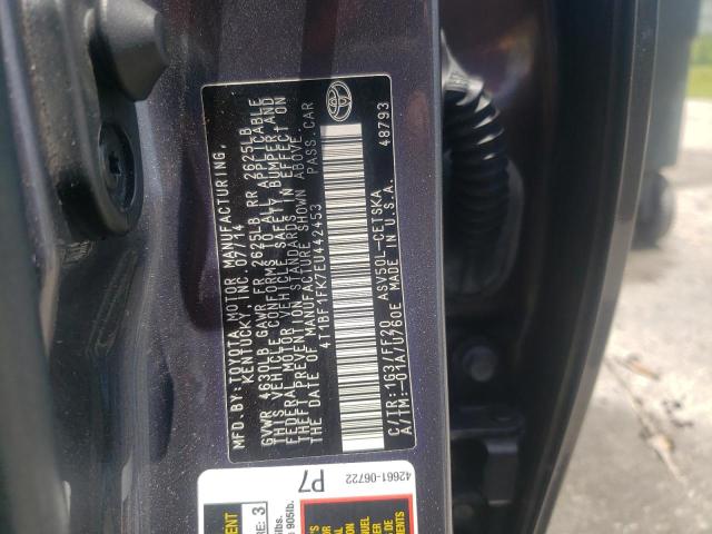 Photo 10 from auction – 2014 TOYOTA CAMRY L with VIN 4T1BF1FK7EU442453