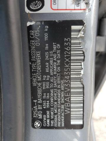 Photo 10 from auction – 2005 BMW 325 I with VIN WBAEV33435KX12633