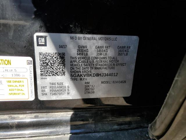 Photo 10 from auction – 2017 BUICK ENCLAVE with VIN 5GAKVBKD8HJ344012