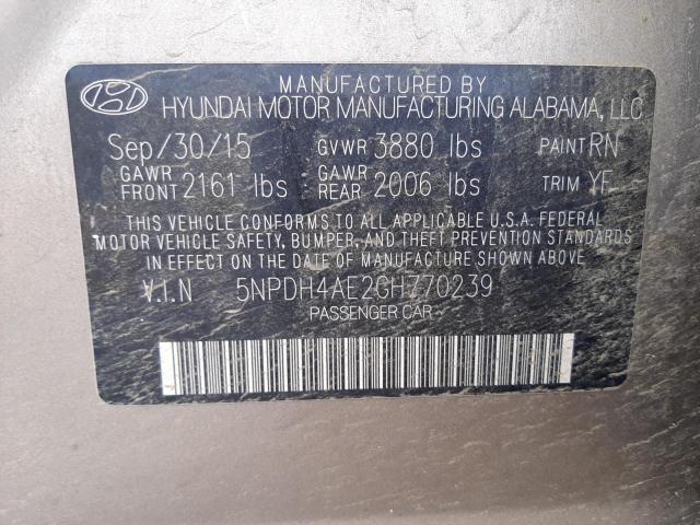 Photo 10 from auction – 2016 HYUNDAI ELANTRA SE with VIN 5NPDH4AE2GH770239