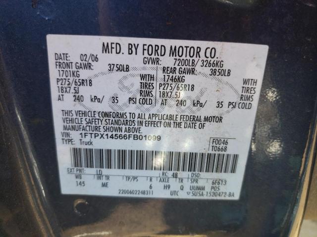 Photo 10 from auction – 2006 FORD F150 with VIN 1FTPX14566FB01099