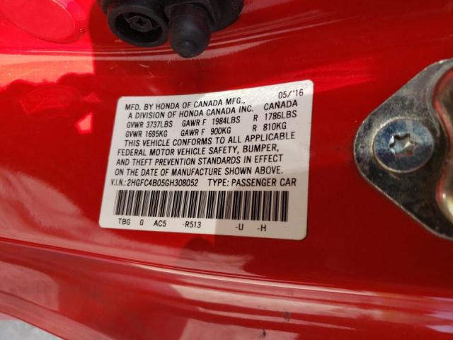 Photo 10 from auction – 2016 HONDA CIVIC LX with VIN 2HGFC4B05GH308052