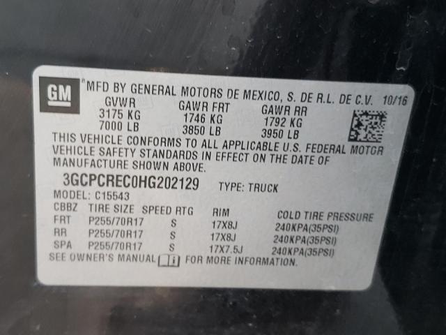 Photo 10 from auction – 2017 CHEVROLET SILVERADO with VIN 3GCPCREC0HG202129