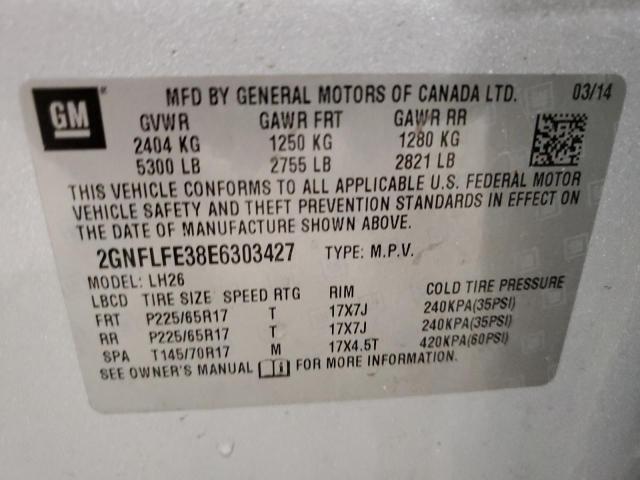 Photo 10 from auction – 2014 CHEVROLET EQUINOX LT with VIN 2GNFLFE38E6303427