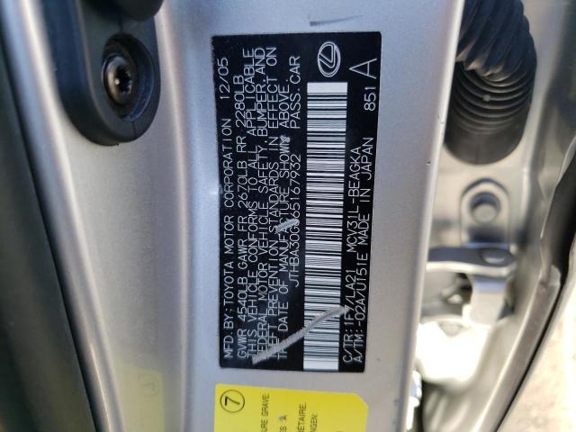 Photo 10 from auction – 2006 LEXUS ES 330 with VIN JTHBA30G665167932