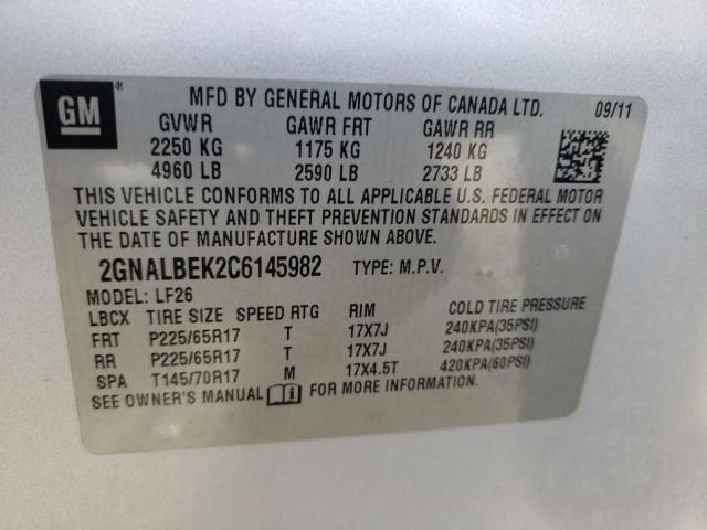 Photo 10 from auction – 2012 CHEVROLET EQUINOX LS with VIN 2GNALBEK2C6145982