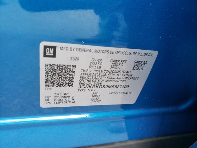 Photo 10 from auction – 2021 CHEVROLET BLAZER RS with VIN 3GNKBKRS2MS527109