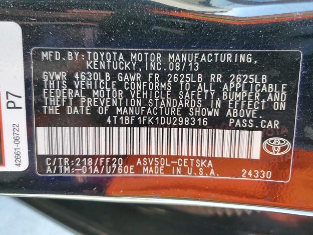 Photo 10 from auction – 2013 TOYOTA CAMRY L with VIN 4T1BF1FK1DU298316