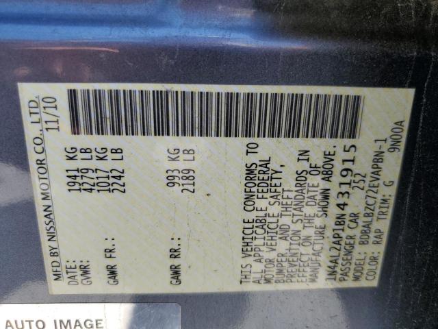 Photo 10 from auction – 2011 NISSAN ALTIMA BAS with VIN 1N4AL2AP1BN431915