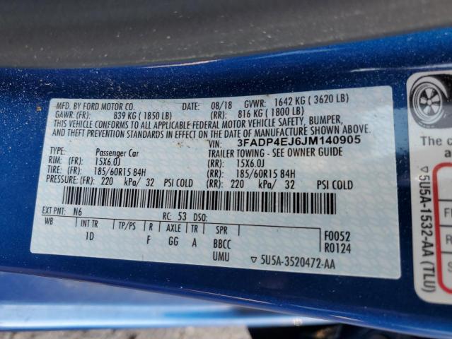 Photo 10 from auction – 2018 FORD FIESTA SE with VIN 3FADP4EJ6JM140905