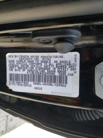 Photo 10 from auction – 2003 TOYOTA CAMRY LE with VIN 4T1BE32K03U249305