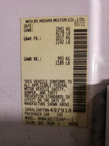 Photo 10 from auction – 2011 NISSAN ALTIMA BAS with VIN 1N4AL2AP7BN497918