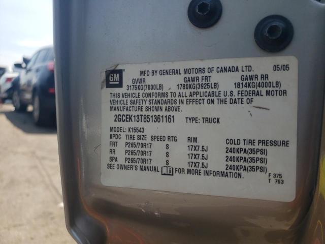 Photo 10 from auction – 2005 CHEVROLET SILVERADO with VIN 2GCEK13T851361161